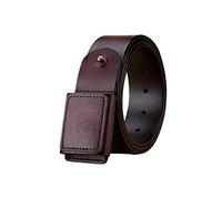 OBASDFD Men's No Metal Leather Belt With Smooth Buckle, Pure Cowhide, Skin-Friendly, Black(Brown,120CM/47.3'')