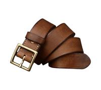 OBASDFD Men's Women's 41mm Vintage Leather Belt - Gold Square Buckle, Cowgirl Cowboy For Dress Jeans Country Concert Outfit(Brown,125cm/49)