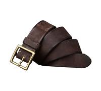 OBASDFD Men's Women's 41mm Vintage Leather Belt - Gold Square Buckle, Cowgirl Cowboy For Dress Jeans Country Concert Outfit(Coffee,110cm/43)