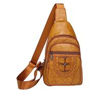 OBASDFD Petit Sac Bandoulière En Cuir Vegan - À Main Tendance For Femme Avec Poches Et Compartiments, Dos De Travail For Homme(Yellow)