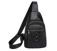 OBASDFD Petit Sac Bandoulière En Cuir Vegan - À Main Tendance For Femme Avec Poches Et Compartiments, Dos De Travail For Homme(Black)