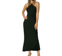 OBASDFD Pull Robe Femme Plus Size Satin Dress for Women, Elegant Evening, Party, Wedding(Black,L)