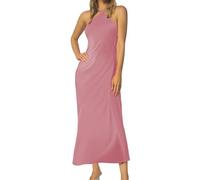 OBASDFD Pull Robe Femme Plus Size Satin Dress for Women, Elegant Evening, Party, Wedding(Pink,L)