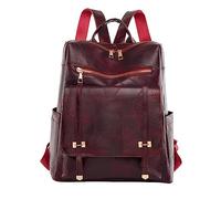 OBASDFD Sac à dos en cuir for femmes, léger, petit, décontracté, nécessités de voyage quotidiennes(Wine)