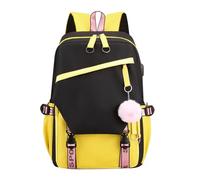 OBASDFD Sac à dos en tissu de couleur unie for dames, cartable grande capacité avec ceinture d'épaule réglable(Yellow)