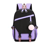 OBASDFD Sac à dos en tissu de couleur unie for dames, cartable grande capacité avec ceinture d'épaule réglable(Purple)