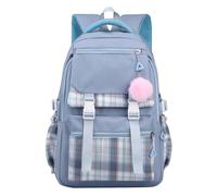 OBASDFD Sac D'école Tendance En Tissu Uni For Femme, Grande Capacité, Avec Double Bandoulière Réglable, For Adolescentes(Blue)