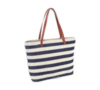 OBASDFD Shoulder Bag for Ladies Large Straw Braided Beach Striped Outdoor Travel Storage Tote(Blue)