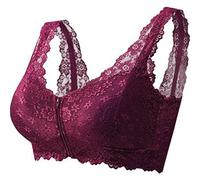 OBASDFD Sleep Closure Front Large Wire Lace Bra Réglable Extra Élastique Femmes Noir, XL, violet, M