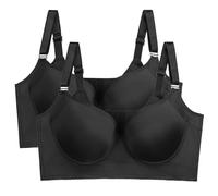 OBASDFD Soutien-Gorge Push-up lissant sans Fil avec Couverture complète et Maintien latéral(Black*2,42E)