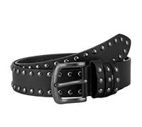 OBASDFD Studded Belt, Metal Punk Rock Leather Waist Strap Bright Retro Circle Rivet With Single Prong Buckle For Women Men(Black)