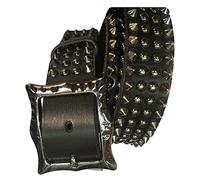 OBASDFD Studded Belt - Punk Rock Cone Spikes Rivets, Handmade Cow Leather Waistband, Western Rectangular Buckle For Jeans Pants(Black,120cm/waist:41")