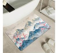 OBASDFD Tapis De Bain en Terre Diatomées À Pois Noirs Et Oranges - Salle Antidérapant Super Absorbant, Séchage Rapide for Douche Cuisine(Blue Mountains Plum Blossoms,16x24Inch (40 * 60cm))