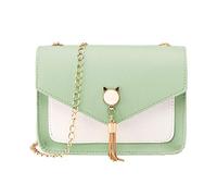 OBASDFD Women's Cat Design Fringe Small Crossbody Zipper Shoulder Messenger Bag For Phone Mobile Cover(Green)