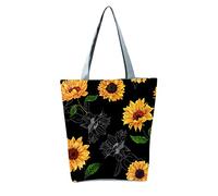 OBASDFD Women's Cute Sunflower Printed Slouchy Zippered Tote Handbag, Small Purse With Large Capacity(C)