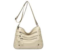 OBASDFD Women's Fashionable Middle-Age Mother Bag Large Capacity Casual Shoulder Crossbody(Beige)