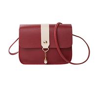 OBASDFD Women's Fashionable Pearl Pendant Soft Leather Lightweight Versatile Shoulder Messenger Bag(Rd2)