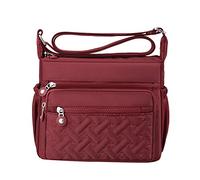 OBASDFD Women's Pocket Casual Crossbody Handbag Shoulder Messenger Bag For Travel Hiking Daily(Red)