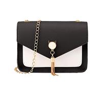 OBASDFD Women's Small Cat Design Crossbody Zipper Bag With Fringe Shoulder Messenger Phone Cover(Black)