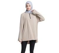 obaSeteck Muslim Womens Lightweight Running Track Jacket Workout Loose Fit Yoga Sportwear with Thumb Holes(M,Z5)