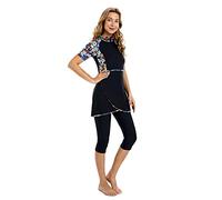 obaSeteck Rash Guard Surf Costume à Manches Courtes Maillot de Bain Burkini Maillots de Bain modestes pour Femmes modestie vêtements de Plage (XL, Z1)