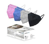 Obbocare - Masques FFP2 à 5 couches. Masque FFP2 homologué avec certificat CE. Noir, gris, bleu et rose. Emballé individuellement. Fabriqué en Espagne. Boîte de 20 unités, 5 de chaque couleur