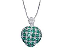 OBCPD 20 * 29mm Rubis Émeraude Saphir Collier Pendentif en Forme de cœur pour Femmes Bijoux en Pierres précieuses Cadeau féminin