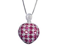 OBCPD 20 * 29mm Rubis Émeraude Saphir Collier Pendentif en Forme de cœur pour Femmes Bijoux en Pierres précieuses Cadeau féminin
