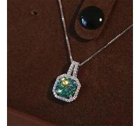 OBCPD 2ct Pendentif Moissanite Vert 925 Argent Sterling Charme Pendentifs de Mariage Collier pour Femmes Choker Bijoux Cadeau