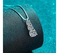 OBCPD 3 Pierres Collier Pendentif Massif avec 1,8 Carat moissanite 925 chaîne de Cou en Argent pour Femmes Bijoux Cadeau