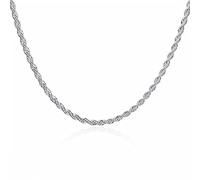 OBCPD 925 Argent Sterling 16/18/20/22/24 Pouces 4mm Collier de chaîne de Corde torsadée pour Femmes Homme Bijoux de Mariage