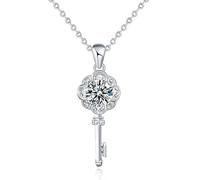 OBCPD 925 Collier Clé en Argent Sterling Femme 1 Carat Moissanite Clavicule Pendentif Couple Bijoux