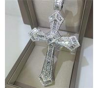 OBCPD Pendentif Croix de Diamant 925 Pendentifs de Mariage en Argent Sterling Collier pour Femmes Hommes moissanite Bijoux Cadeau