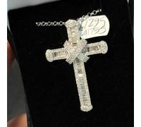 OBCPD Pendentif Croix de Diamant 925 Pendentifs de Mariage en Argent Sterling Collier pour Femmes Hommes moissanite Bijoux Cadeau