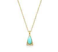 OBCPD S925 Goutte d’Eau Naturelle Amazonite Triangle Pendentif Collier pour Femmes 925 Bijoux en Argent Sterling Cadeaux