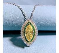 OBCPD taillé Topaze Diamond Pendentif 925 Pendentifs de Mariage en Argent Sterling Collier pour Femmes Fiançailles de mariée Bijoux Cadeau