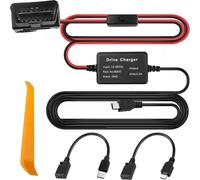 OBD OBD2 Power Cable for Dash Cam Mini USB/Micro USB/Type C 16 Pin OBDII Step Down Hardwire Charger Kit 12V 24V to 5V 2A with Switch Button Converter