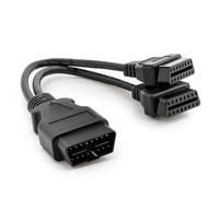 OBD2 Y Câble d'extension 20 cm | Adaptateur OBD II 16 broches pour appareils de diagnostic | Rallonge OBD flexible pour protéger la prise du véhicule | Câble de connexion robuste pour voiture, camion