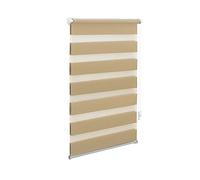OBdeco Store double Klemmfix - Sans perçage - Pour fenêtre - Translucide et occultant - 95 x 130 cm - Largeur du tissu : environ 91 cm - Sable