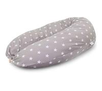 OBEA-Germany Coussin d'allaitement 190 cm x 76 cm XXL Coussin de Grossesse Coussin pour Dormir sur Le côté avec Housse en Coton Biologique (Gris avec des étoiles Blanches)
