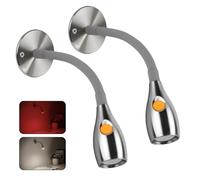 Obeaming 2 x Lampe de Lecture 12V LED Camping-Car 4000K et Lumière Rouge Murale DC 12V-24V Spot pour Bateau Caravane Voiture Camion, Flexible Col de Cygne, Tout en aluminium