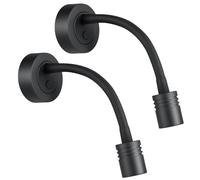 Obeaming 2 x Lampe de Lecture 12V LED Spot Camping-Car Flexible Col de Cygne Noir Luminosité Réglable Applique Murale DC24V 3200K pour Bateau Caravane Voiture Camion, avec USB & Variateur Interrupteur