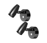 Obeaming 2 x Lampe de Lecture DC 12V LED Luminosité Réglable Applique Murale 3200K pour Camping-car Bateau Caravane Voiture Van Chevet, avec Chargeur USB & Veilleuse bleue, Noir brillant