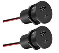 Obeaming Aluminium Prise USB 12V Camping-Car Chargeur, Double Port PD3.0 USB-C 30W et QC3.0 USB-A 18W, pour Bateau Marine Camion Caravane Véhicule (2PCS)