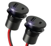 Obeaming Aluminium Prise USB 12V Chargeur Camping-Car Voiture, Double Port PD3.0 USB-C 20W et QC3.0 USB-A 18W, pour Bateau Marine Camion Caravane(38W x 2)