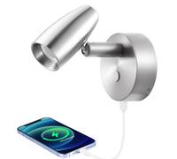 Obeaming Lampe de Lecture 12V Camping-car avec Chargeur USB & Veilleuse bleue, LED Luminosité Réglable Applique Murale 3200K pour Bateau Caravane Voiture Van Chevet, Finition nickel