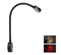 Obeaming Lampe de Lecture 12V Camping-Car LED Flexible Col de Cygne DC 12V-24V 254lm Tout en métal pour Bateau Caravane Camion, avec USB & Veilleuse Rouge Luminosité Réglable Applique Murale Spot