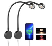 Obeaming Lampe de Lecture 12V Camping-Car LED Flexible Col de Cygne DC 24V 3200K pour Bateau Caravane Camion, Variateur Intégré, Chargeur de type C, Veilleuse Rouge (Noir)