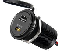 Obeaming Prise USB 118 W 12 V en aluminium, prise USB C 12 V 100 W PD et 18 W QC3.0 USB-A charge rapide pour ordinateurs portables étanches pour camping-car, golf, bateau, caravane, camion, voiture