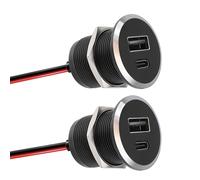 Obeaming Prise USB 12V Chargeur Camping-Car, Tout en Aluminium Double Port Prise USB-C 24W PD3.0 et QC3.0 pour Bateau Marine Camion Caravane Véhicule (Petit 2Pcs)